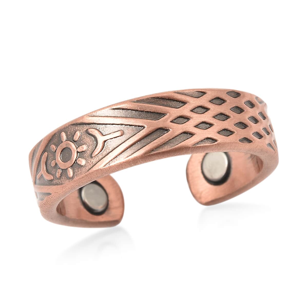 Magnetic By Design Abstract Texture Adjustable Open Ring with Magnetic End in Rosetone image number 0