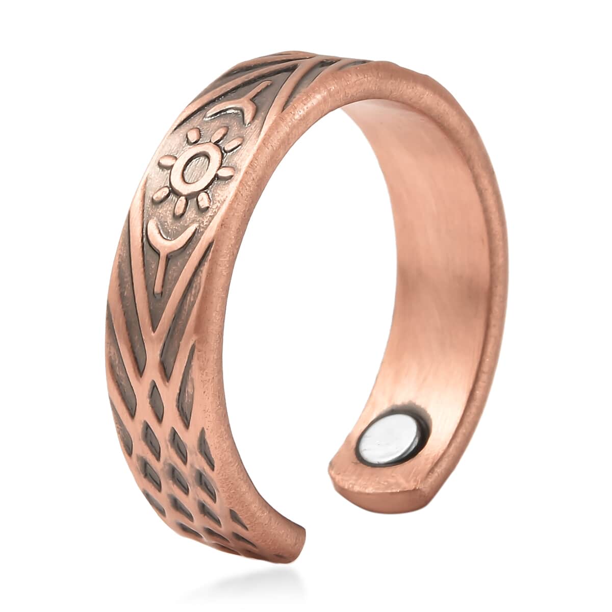 Magnetic By Design Abstract Texture Adjustable Open Ring with Magnetic End in Rosetone image number 4