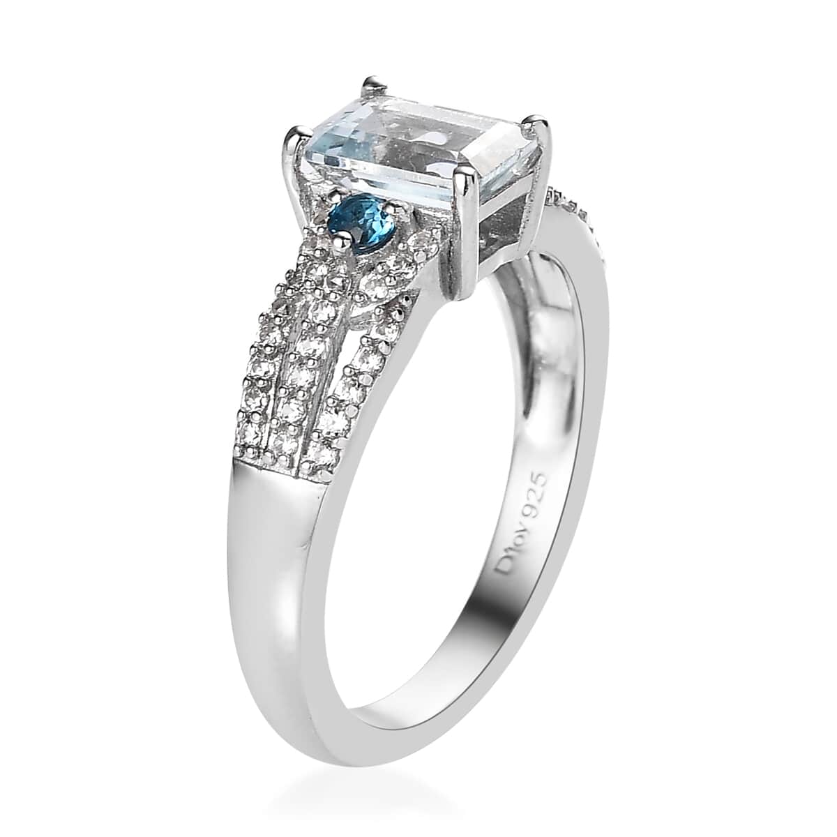 Buy Premium Mangoro Aquamarine and Multi Gemstone Ring in Platinum Over ...