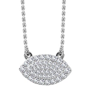 Moissanite Evil Eye Protector Necklace (18 Inches) in Platinum Over Sterling Silver 0.40 ctw