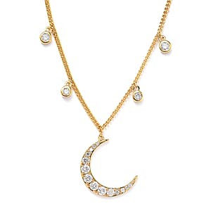 Moissanite Moon Station Necklace (18 Inches) in Vermeil YG Over Sterling Silver 1.90 ctw