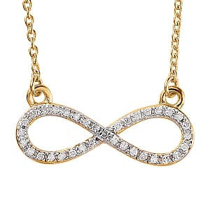 Diamond Infinity Necklace (18 Inches) in 14K YG Over Sterling Silver 0.15 ctw