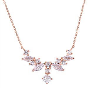 Lustro Stella Finest CZ Necklace (16-18 Inches) in 14K RG Over Sterling Silver 0.90 ctw