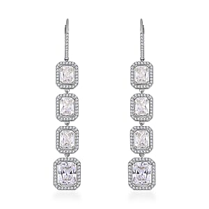 Lustro Stella Finest CZ Statement Earrings in Rhodium Over Sterling Silver 30.10 ctw