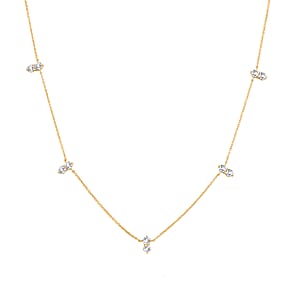 Lustro Stella Finest CZ Necklace (16-18 Inches) in 14K YG Over Sterling Silver 0.75 ctw