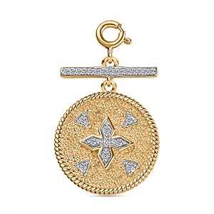 Moissanite Clover Medallion Coin Charm in Vermeil YG Over Sterling Silver 0.30 ctw