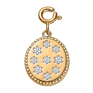 Moissanite Celestial Stars Coin Charm in Vermeil YG Over Sterling Silver 0.08 ctw