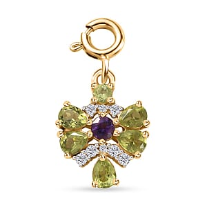 Peridot, Multi Gemstone Charm in Vermeil YG Over Sterling Silver 1.15 ctw