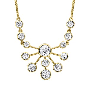 Moissanite (Rnd 8.5mm) Floral Bubble Necklace (18 Inches) in Vermeil YG Over Sterling Silver 8.30 ctw