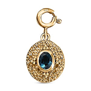 London Blue Topaz Medallion Charm in Vermeil YG Over Sterling Silver 0.40 ctw