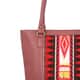 Wine Genuine Leather and Colorful Fabric Shoulder Bag image number 5