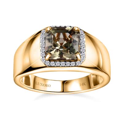 Luxoro 14K Yellow Gold AAA Turkizite and G-H I2 Diamond Men's Ring 6.40 Grams 3.00 ctw