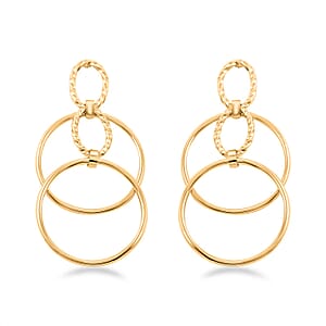 Italian 14K YG Over Sterling Silver Circle Drop Interlocked Statement Earrings (7.70 g)