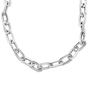 Italian Sterling Silver Paper Clip Bold Statement Necklace (18 Inches) (27.20 g)