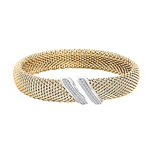 Italian Simulated Diamond Bangle Bracelet in 14K YG Over Sterling Silver (7.0 In) 1.20 ctw