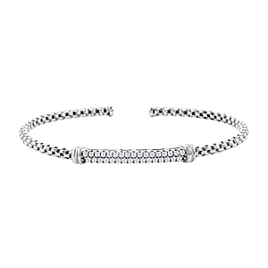 Italian Simulated Diamond Bangle Bracelet in Sterling Silver (6.50 In) 0.75 ctw