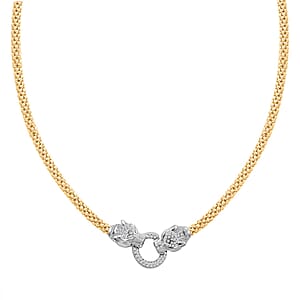 Italian Simulated Diamond Necklace (18 Inches) in 14K YG Over and Sterling Silver 2.75 ctw