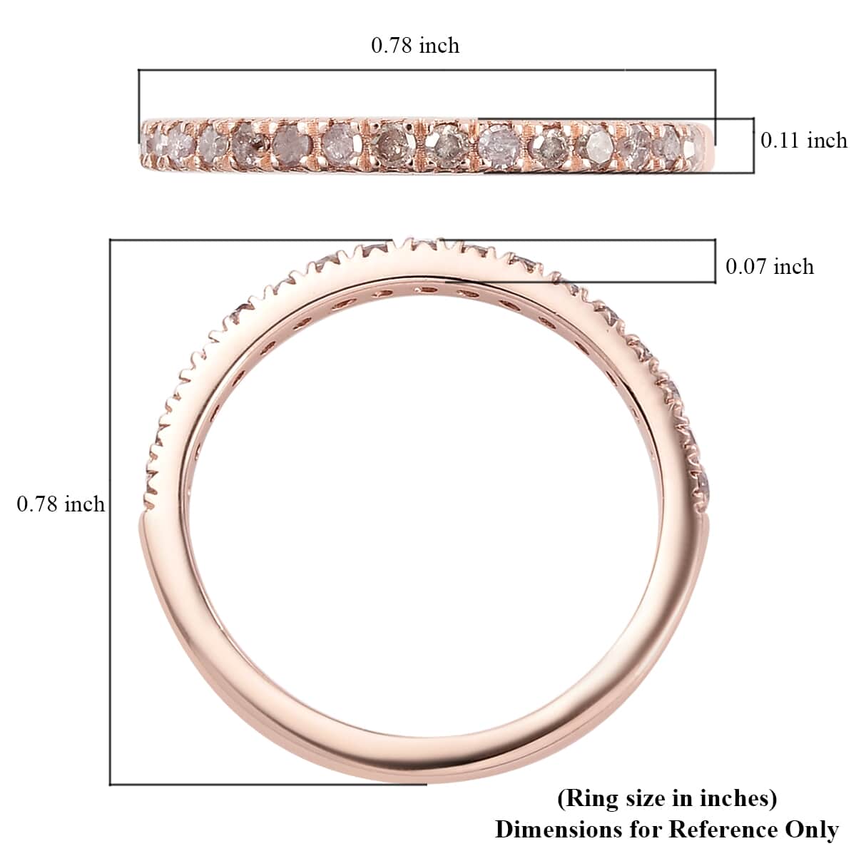 Natural Pink Diamond 12-I3 Ring in Vermeil Rose Gold Over Sterling Silver (Size 9.0) 0.25 ctw image number 5