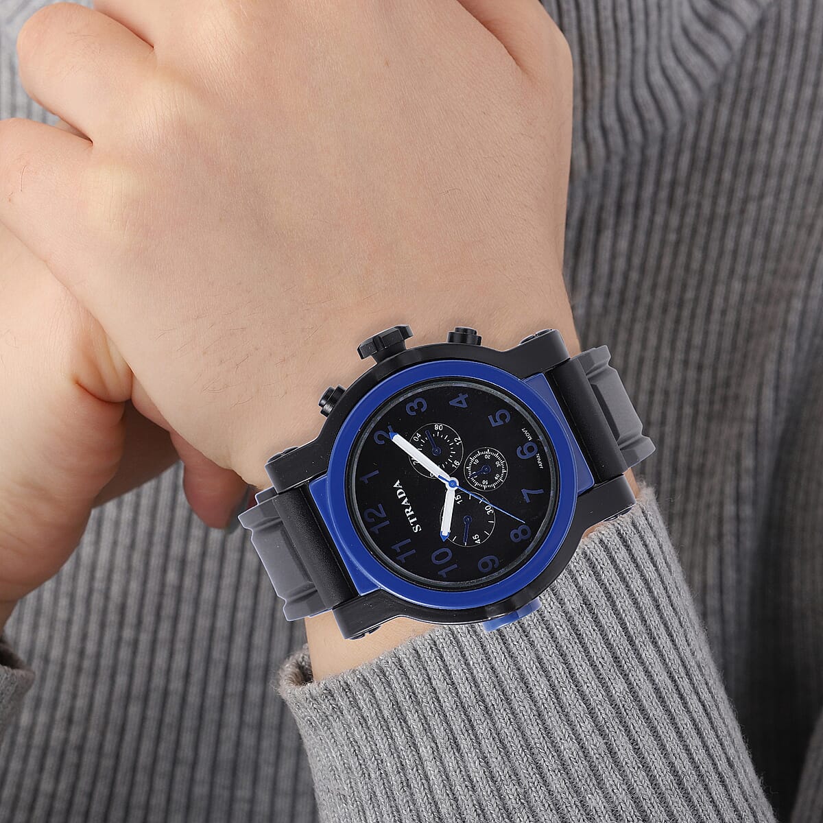 Buy STRADA Japanese Movement Watch with Black Silicone Strap at ShopLC.