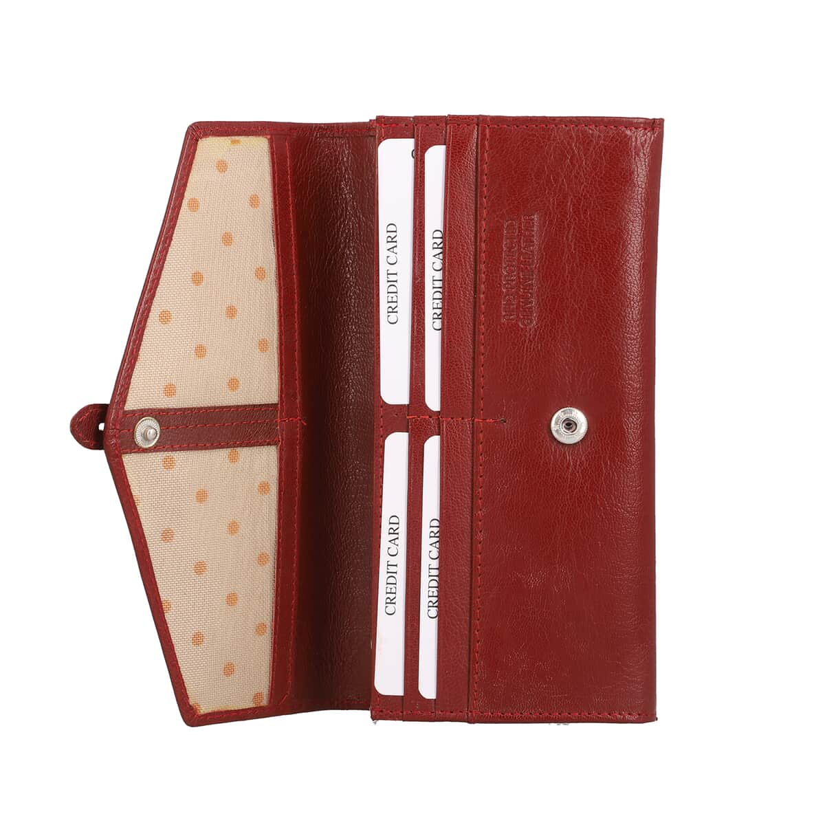 Hong Kong Closeout Burgundy Genuine Leather RFID Women's Wallet image number 5