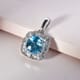 LUXORO 10K White Gold AAA Ratanakiri Blue Zircon and Diamond Halo Pendant 3.10 ctw image number 1