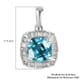LUXORO 10K White Gold AAA Ratanakiri Blue Zircon and Diamond Halo Pendant 3.10 ctw image number 5
