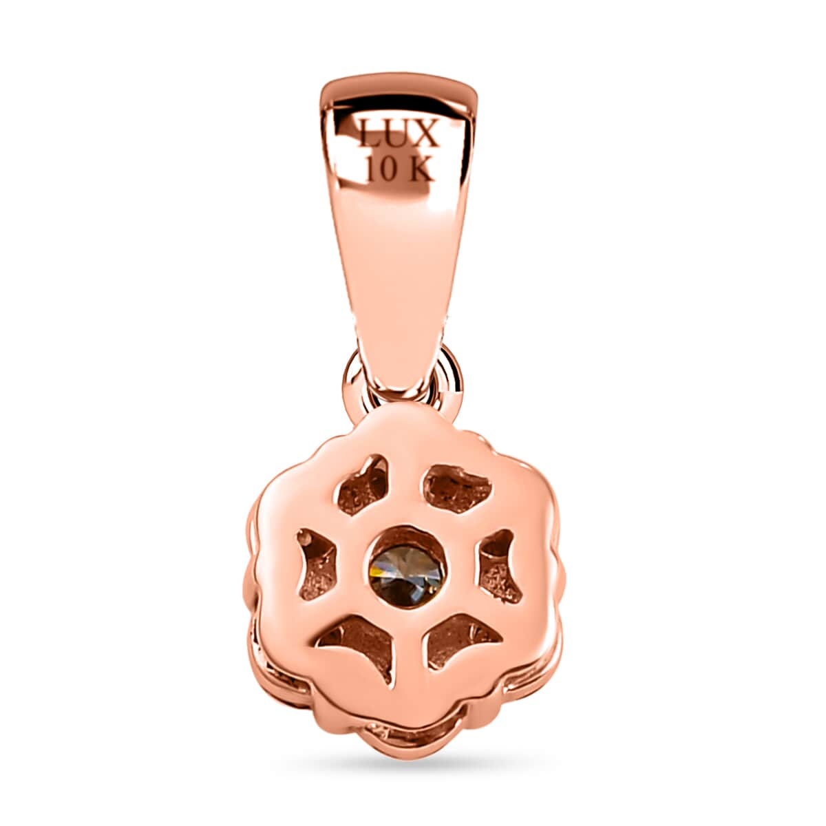 LUXORO 10K Rose Gold Natural Champagne Diamond Floral Pendant 0.50 ctw image number 4