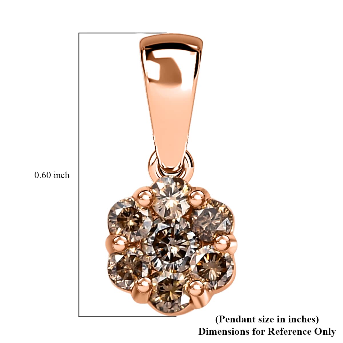 LUXORO 10K Rose Gold Natural Champagne Diamond Floral Pendant 0.50 ctw image number 5