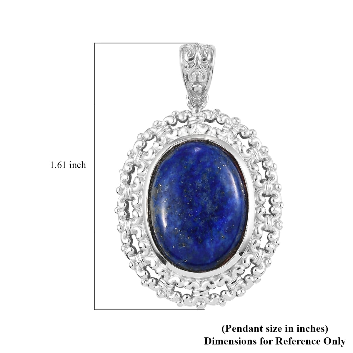 Lapis Lazuli Solitaire Pendant in Platinum Over Copper with Magnet 15.15 ctw image number 4