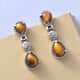 South African Tiger's Eye Dangling Earrings in Stainless Steel 4.60 ctw image number 1