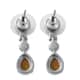 South African Tiger's Eye Dangling Earrings in Stainless Steel 4.60 ctw image number 3