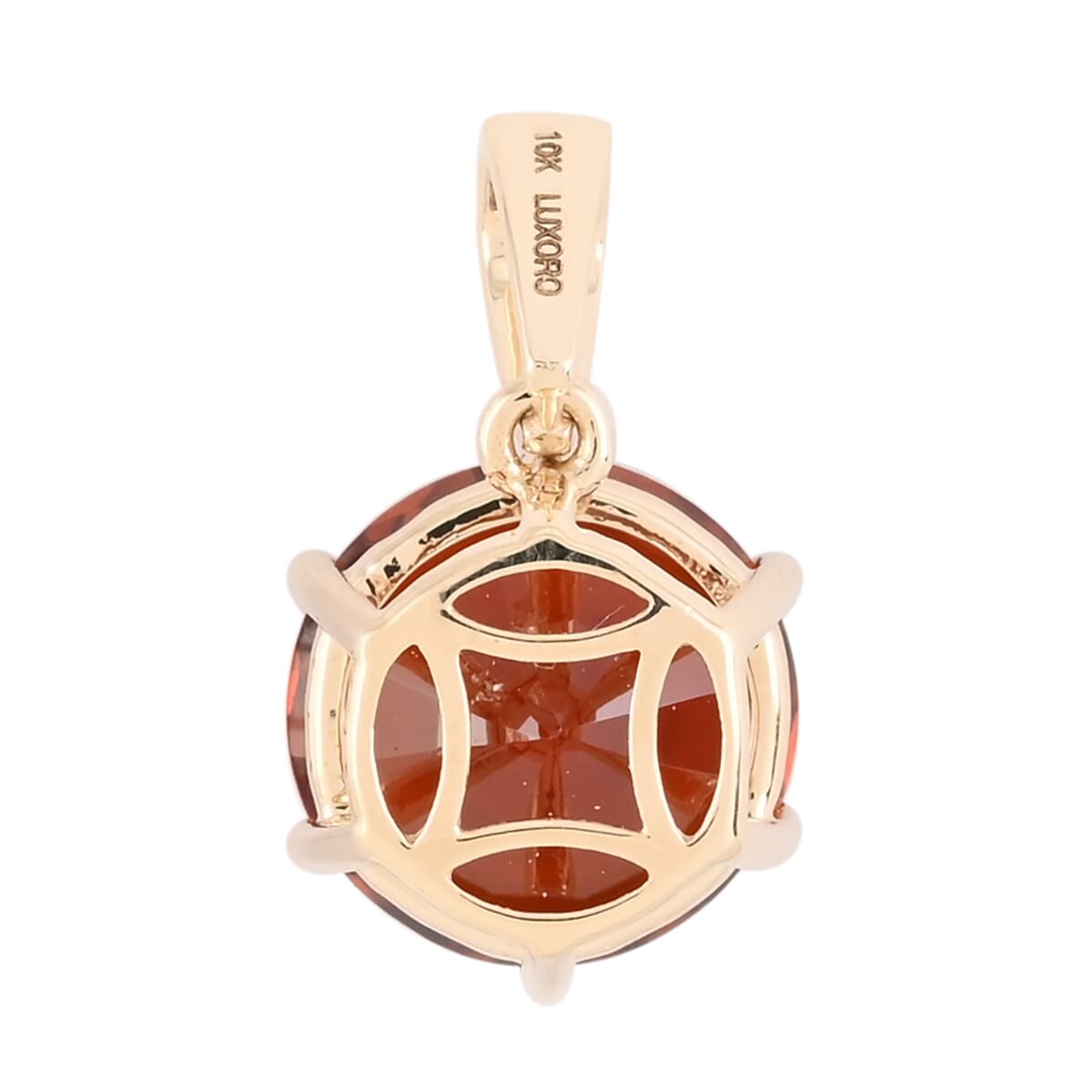 LUXORO 10K Yellow Gold AAA Sri Lankan Honey Garnet Solitaire Pendant 5.00 ctw image number 3