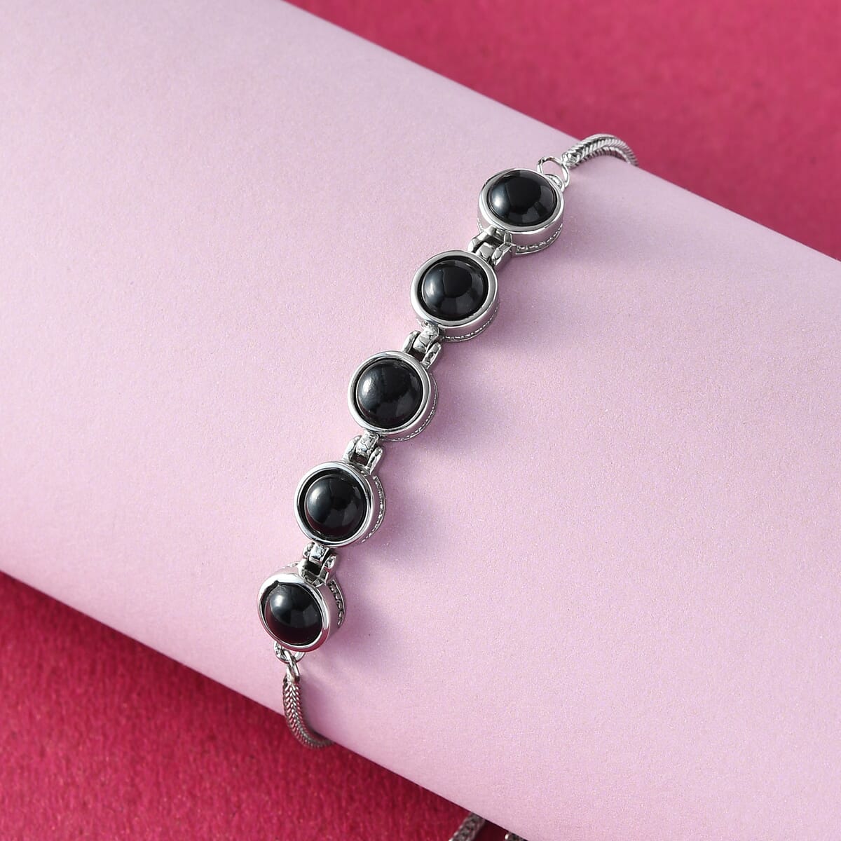 Australian Black Tourmaline Bolo Bracelet in Stainless Steel 5.65 ctw image number 1