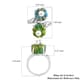 Mojave Green and Blue Turquoise, Freshwater Pearl Floral Bypass Ring in Platinum Over Sterling Silver (Size 9.0) 10.90 ctw image number 5