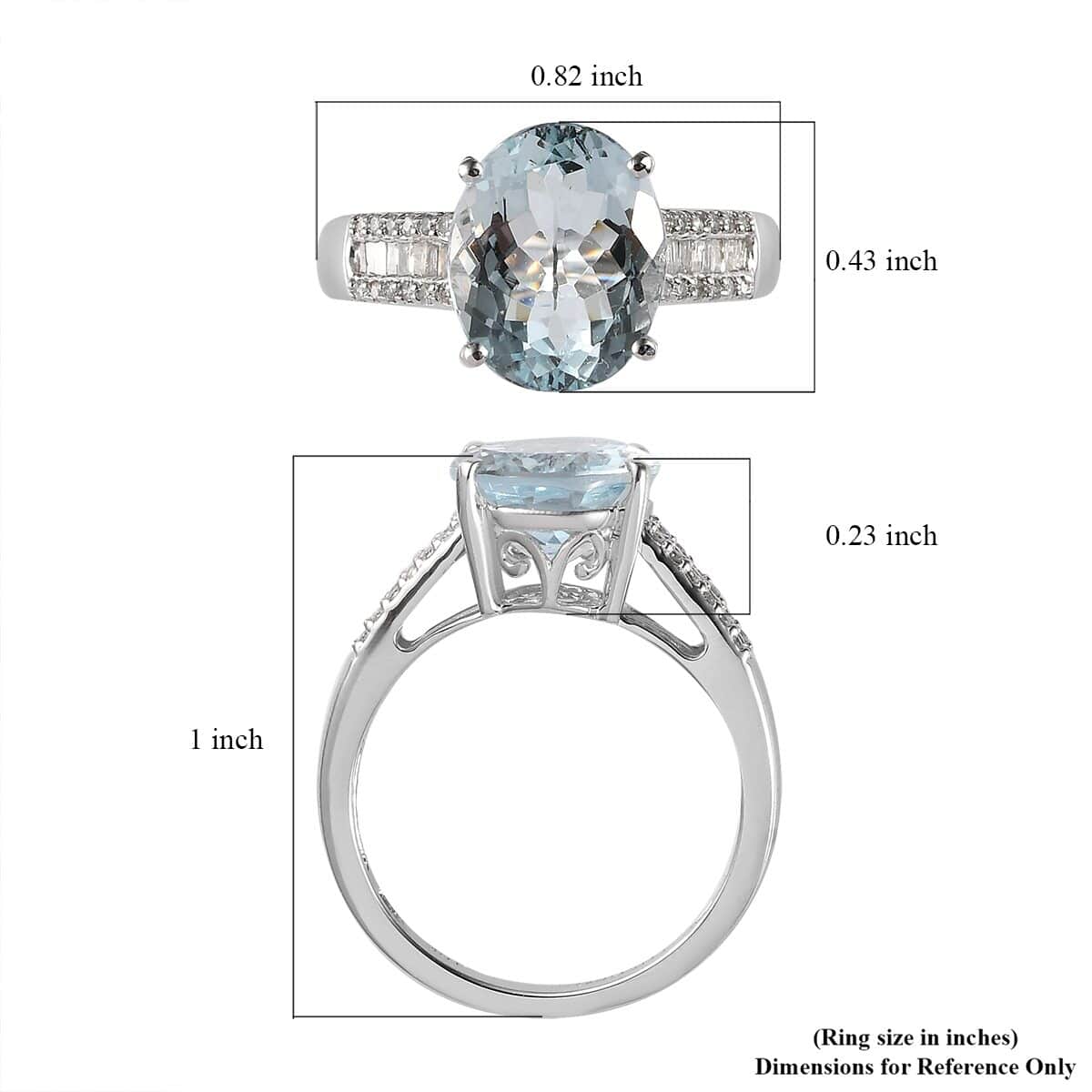 Luxoro 10K White Gold Premium Espirito Santo Aquamarine and Diamond Ring (Size 8.0) 3.40 ctw image number 5