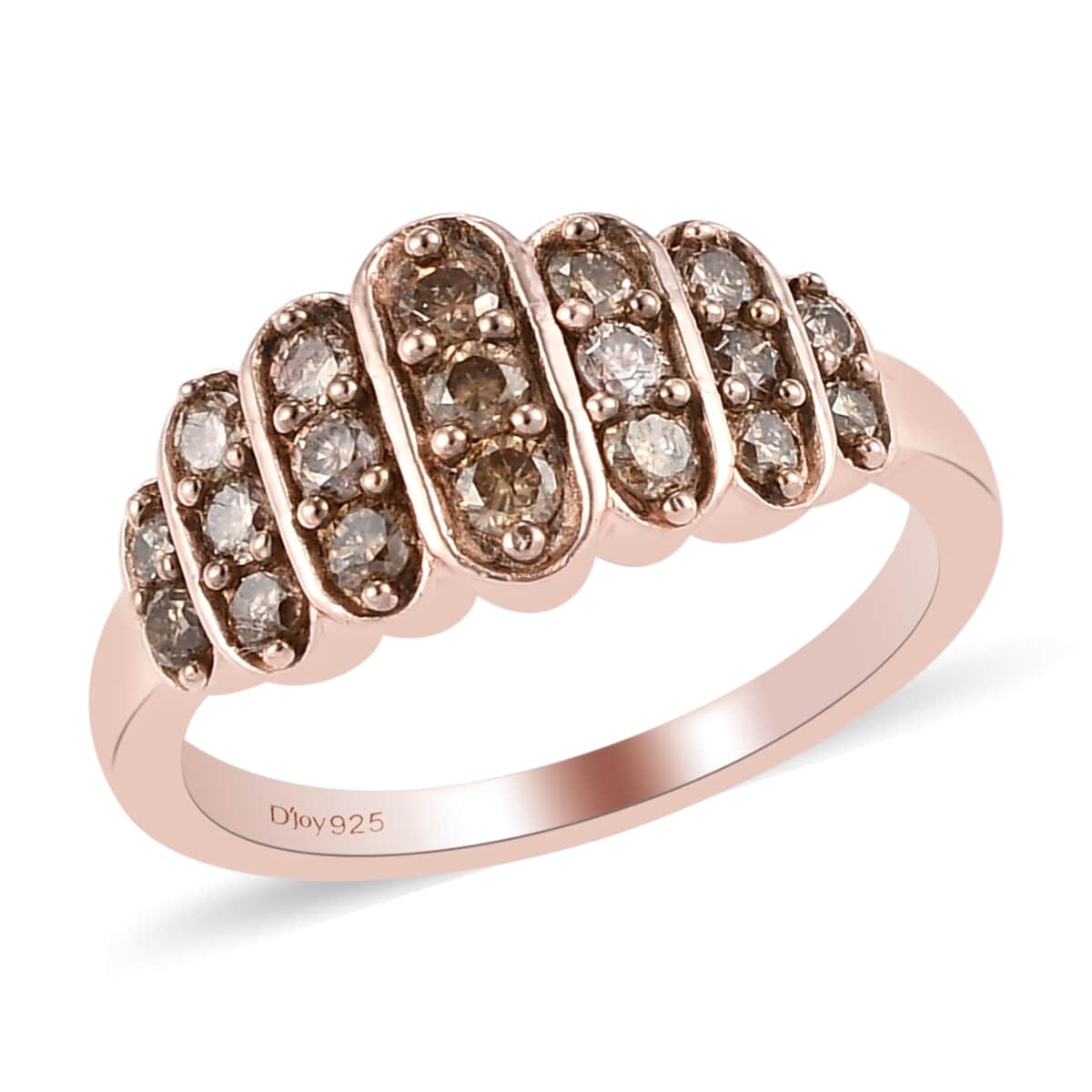 Natural Champagne Diamond Ring in Vermeil Rose Gold Over Sterling Silver (Size 7.0) 0.50 ctw image number 0