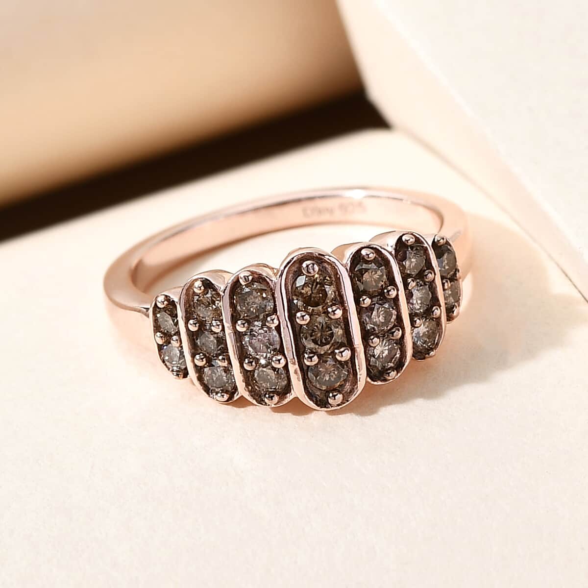 Natural Champagne Diamond Ring in Vermeil Rose Gold Over Sterling Silver (Size 7.0) 0.50 ctw image number 1