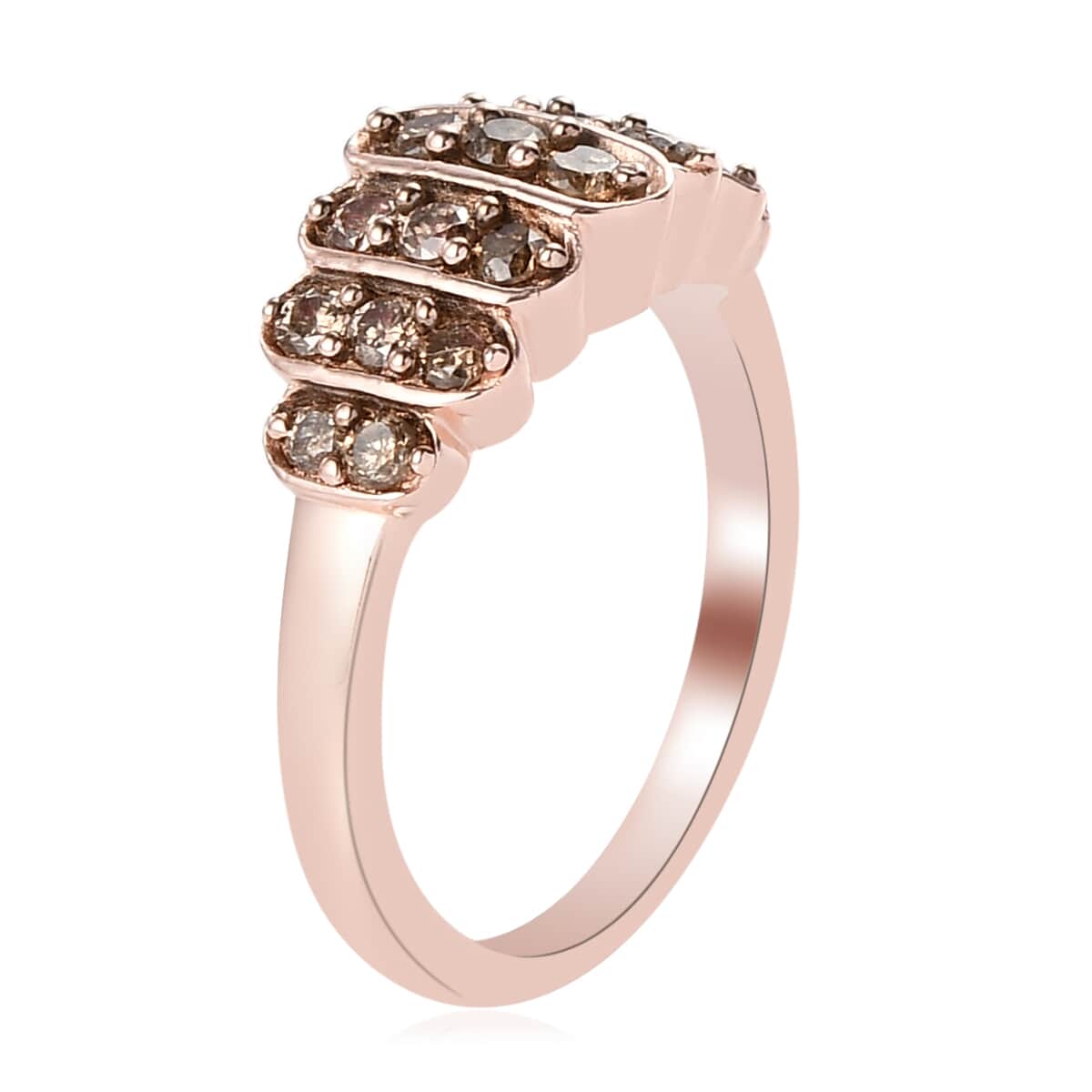 Natural Champagne Diamond Ring in Vermeil Rose Gold Over Sterling Silver (Size 7.0) 0.50 ctw image number 3