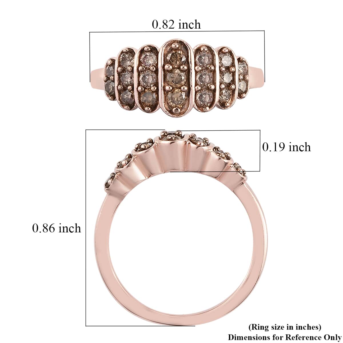 Natural Champagne Diamond Ring in Vermeil Rose Gold Over Sterling Silver (Size 7.0) 0.50 ctw image number 5