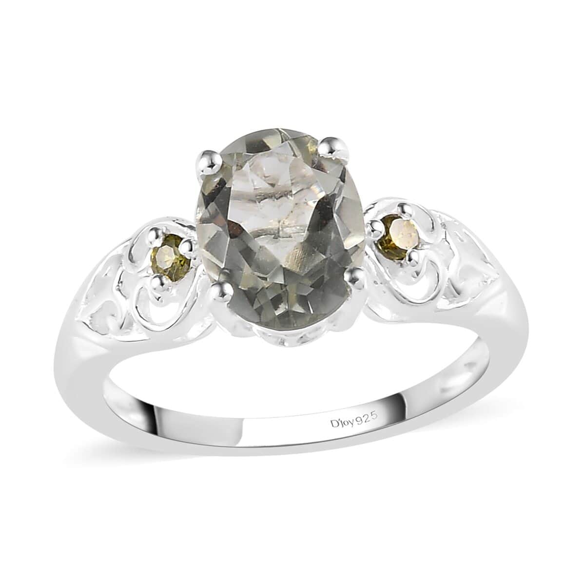 Montezuma Prasiolite and Simulated Peridot Diamond Ring in Sterling Silver (Size 9.0) 1.90 ctw image number 0