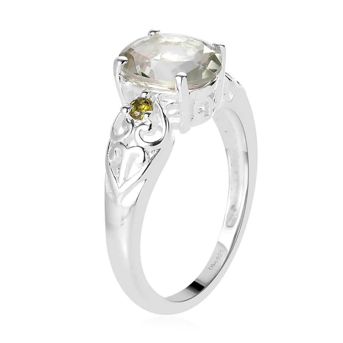 Montezuma Prasiolite and Simulated Peridot Diamond Ring in Sterling Silver (Size 9.0) 1.90 ctw image number 5