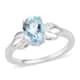 Sky Blue Topaz and Natural White Zircon Ring in Platinum Over Sterling Silver (Size 9.0) 1.50 ctw image number 0