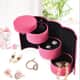 Rose Red Velvet Three Layer Cylinder Shape Jewelry Box with Top Cap and Snap Button Closure image number 1