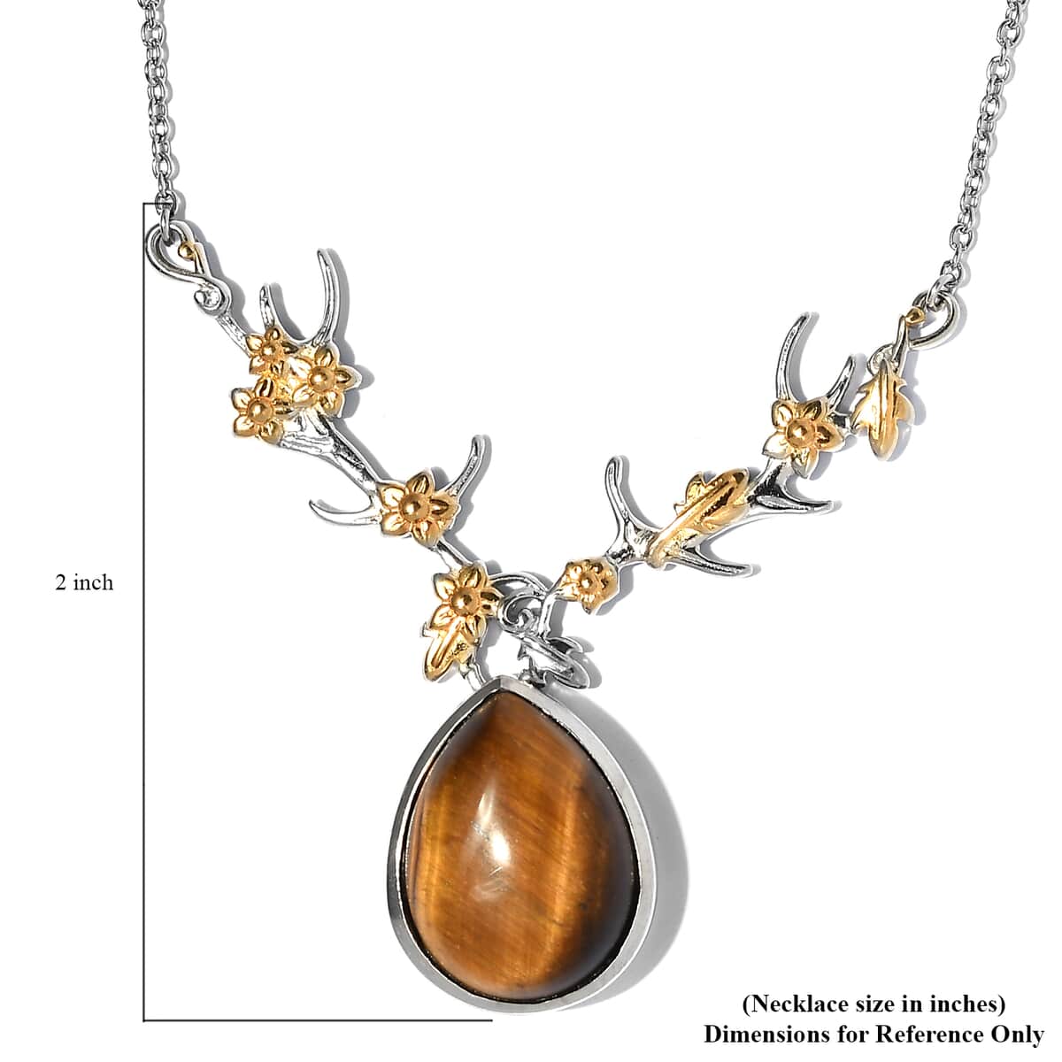 KARIS South African Tiger's Eye Necklace 18 Inches in 18K YG Plated and Platinum Bond 14.65 ctw image number 5