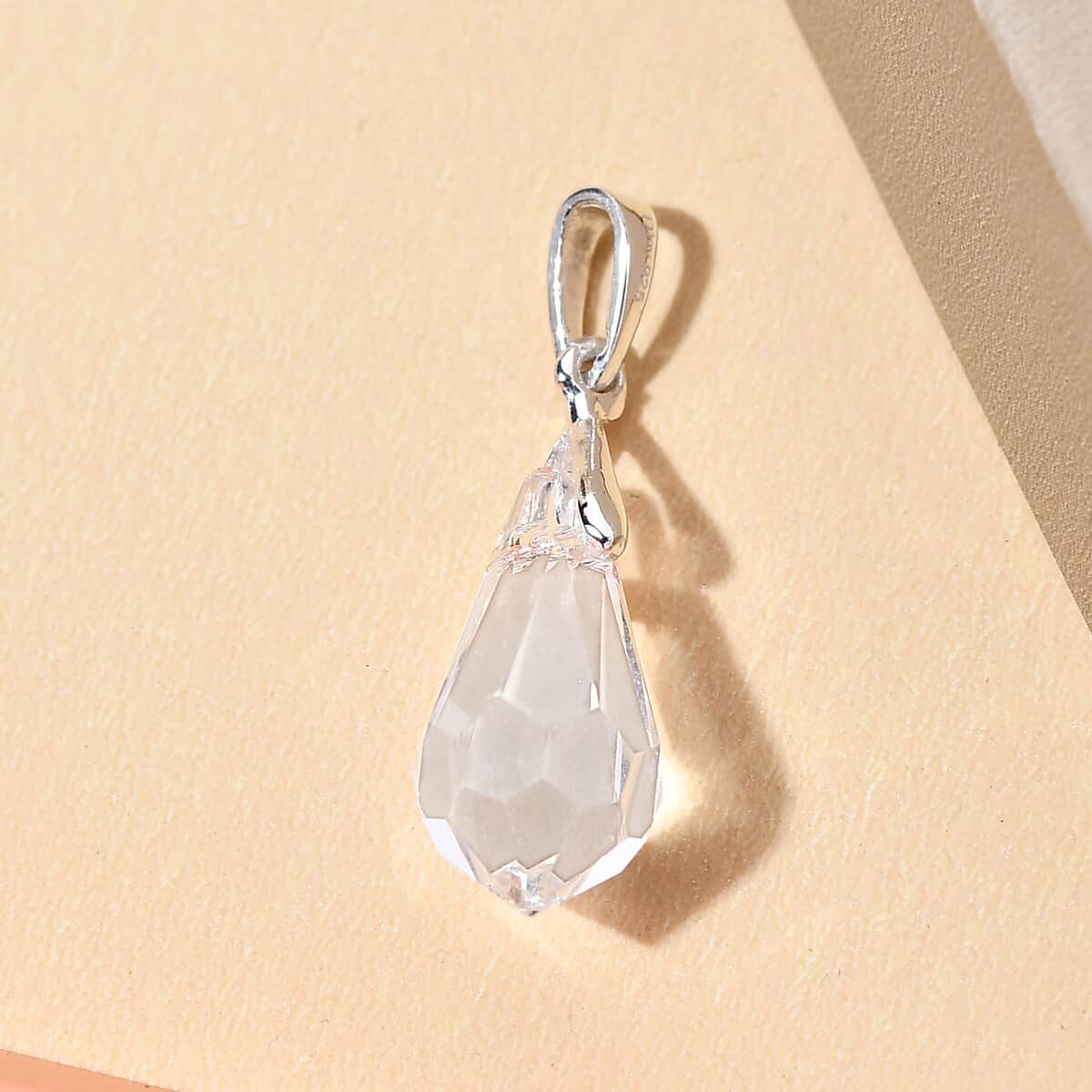 White Crystal Fancy Pendant in Sterling Silver image number 1