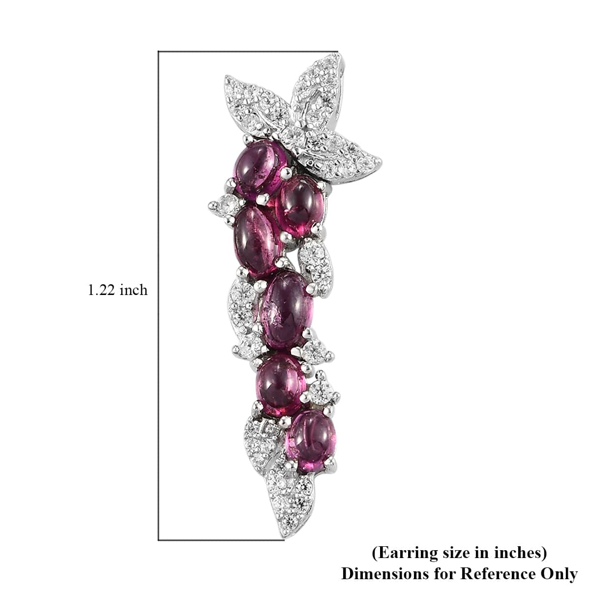 GP Italian Garden Collection Orissa Rhodolite Garnet and White Zircon Dangling Earrings in Platinum Over Sterling Silver 4.40 ctw image number 4