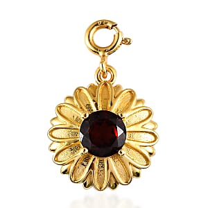 Mozambique Garnet Floral Charm in Vermeil YG Over Sterling Silver 1.00 ctw