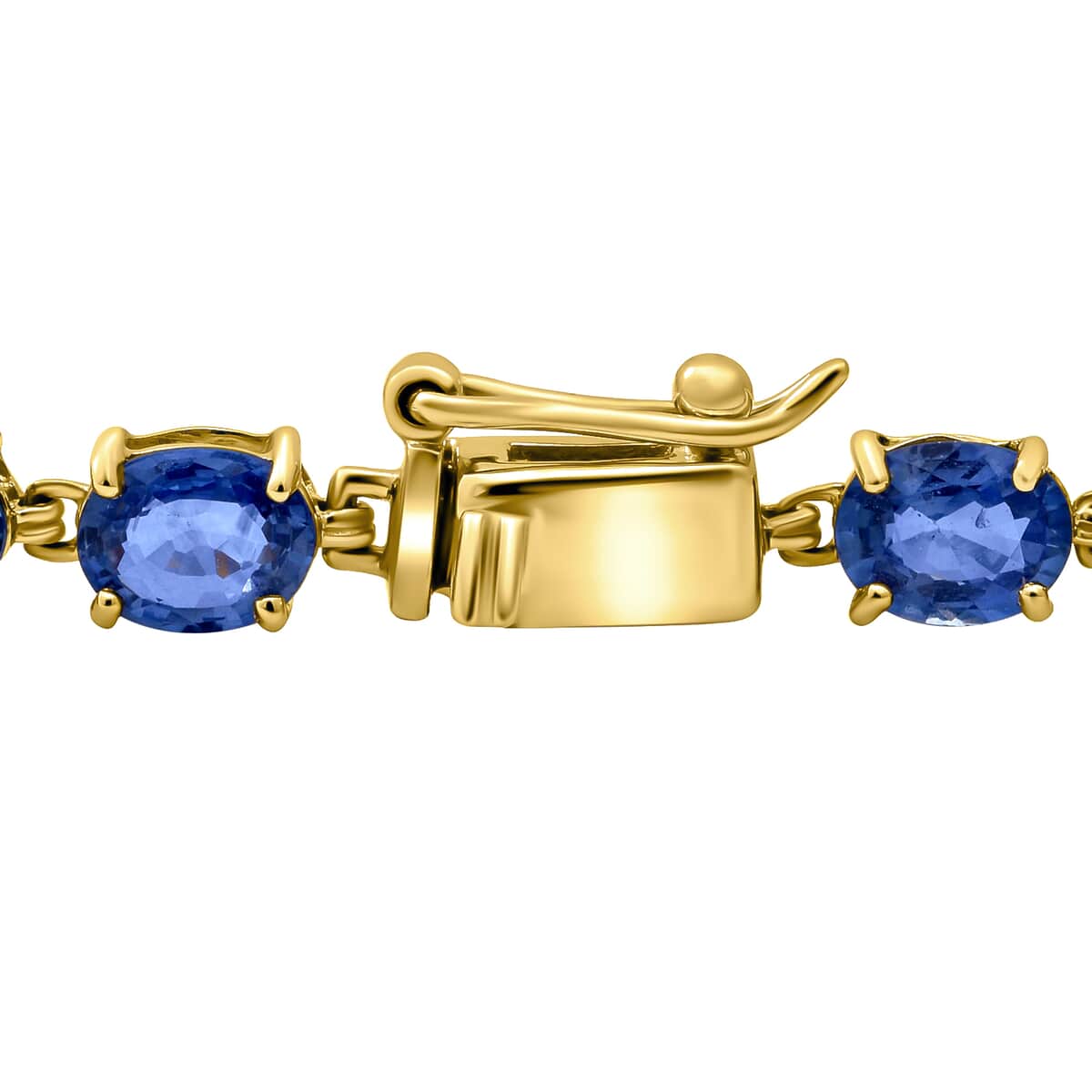 Luxoro 14K Yellow Gold Premium Ceylon Blue Sapphire Tennis Bracelet (6.50 In) 11.40 ctw image number 1