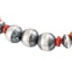 MADE IN AMERICA SANTA FE Style Coral and Navajo Pearl Beaded Stretch Bracelet in Sterling Silver image number 3