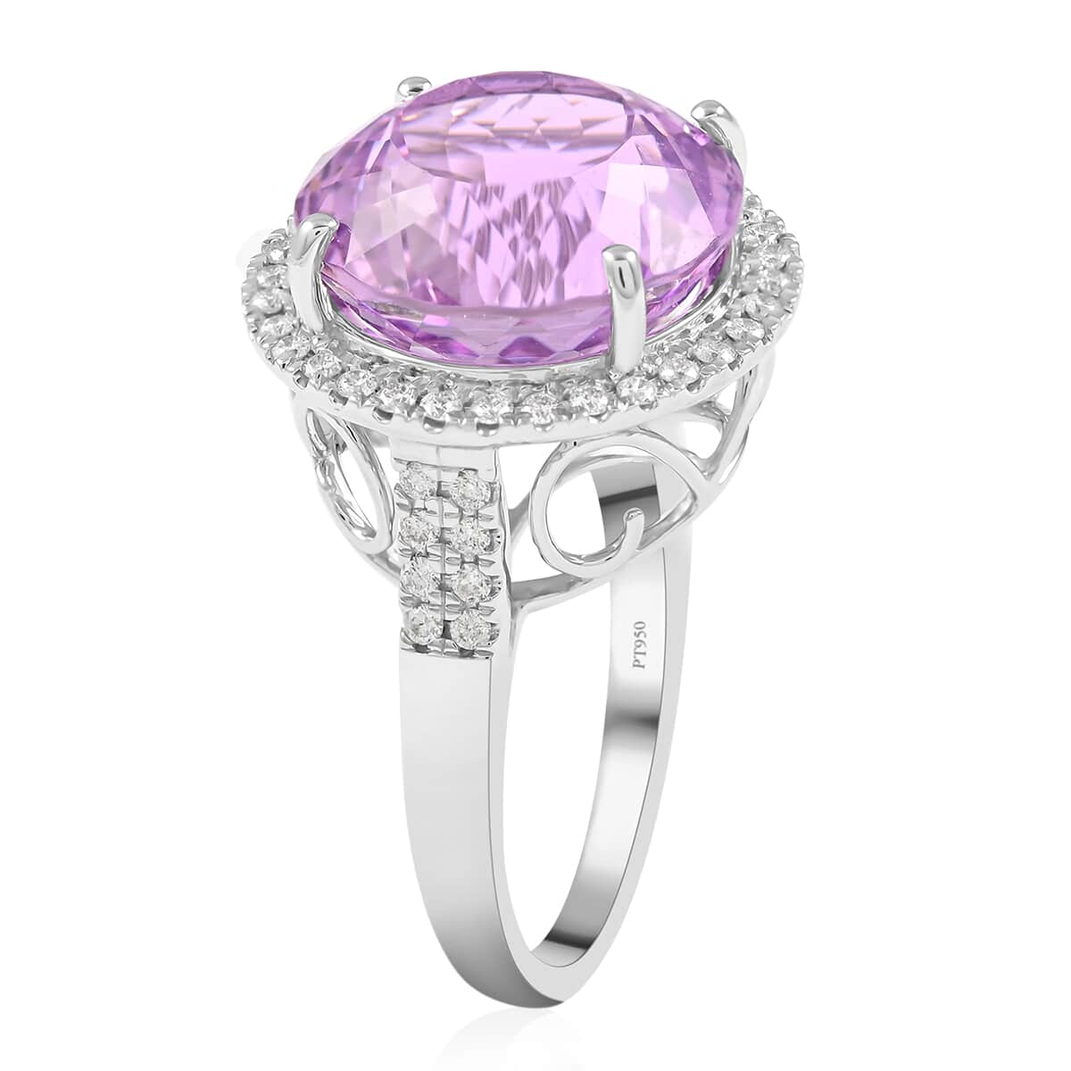 Certified & Appraised RHAPSODY 950 Platinum AAAA Patroke Kunzite and E-F VS Diamond Ring (Size 7.0) 9.20 Grams 13.60 ctw image number 3